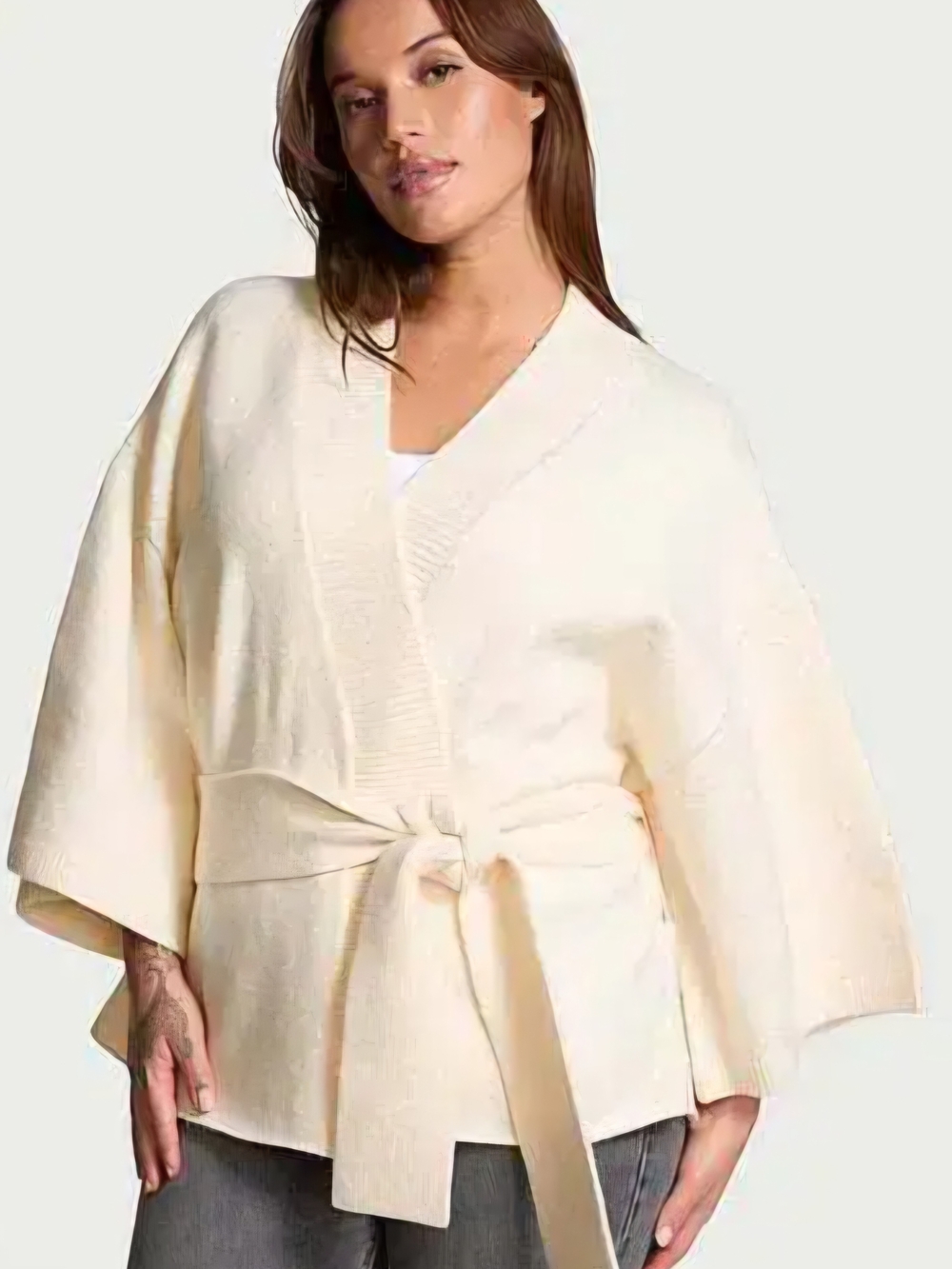 Victoria's Secret Cream Knit Wrap Cardigan with Belted Tie
